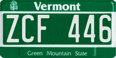 VT license plate ZCF446