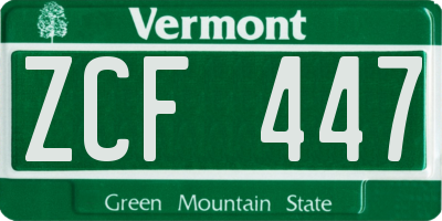 VT license plate ZCF447