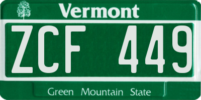 VT license plate ZCF449