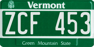 VT license plate ZCF453
