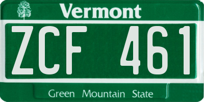 VT license plate ZCF461