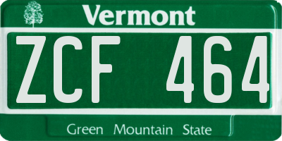 VT license plate ZCF464