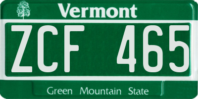 VT license plate ZCF465