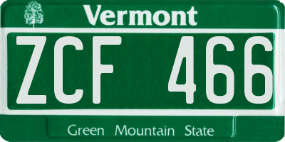 VT license plate ZCF466