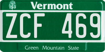 VT license plate ZCF469