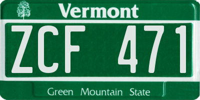 VT license plate ZCF471