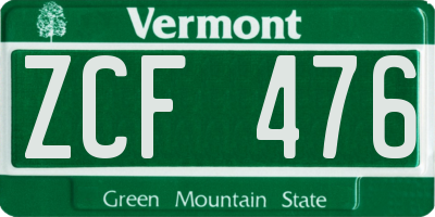 VT license plate ZCF476