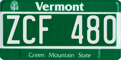 VT license plate ZCF480