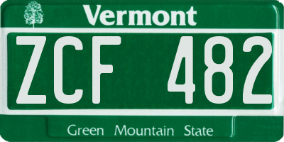 VT license plate ZCF482