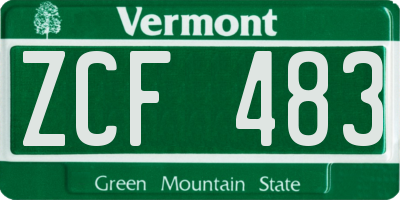 VT license plate ZCF483