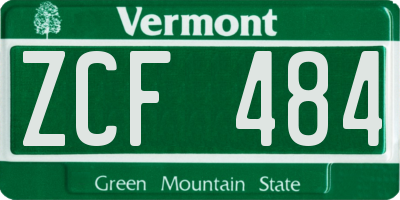 VT license plate ZCF484