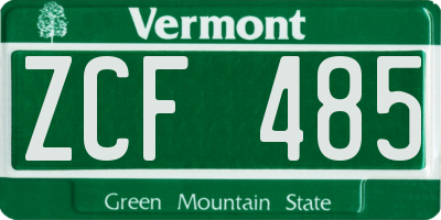 VT license plate ZCF485