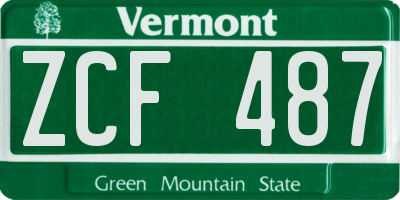 VT license plate ZCF487