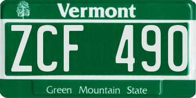 VT license plate ZCF490