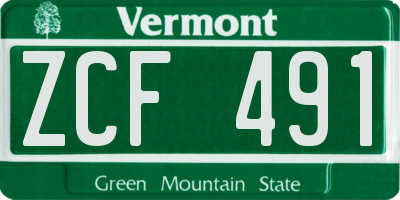 VT license plate ZCF491