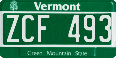 VT license plate ZCF493