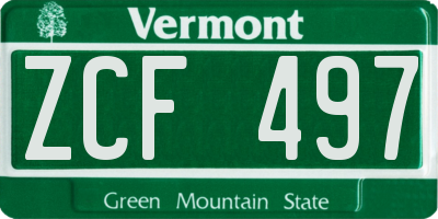 VT license plate ZCF497