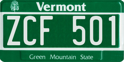 VT license plate ZCF501