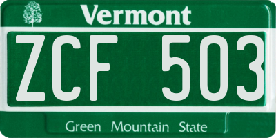 VT license plate ZCF503