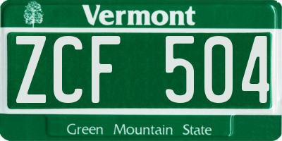 VT license plate ZCF504