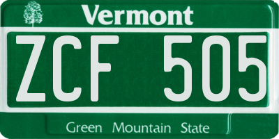 VT license plate ZCF505