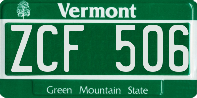 VT license plate ZCF506