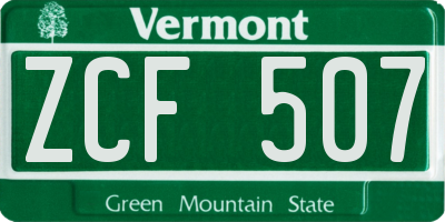 VT license plate ZCF507