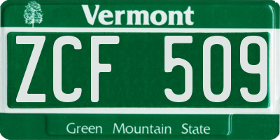 VT license plate ZCF509