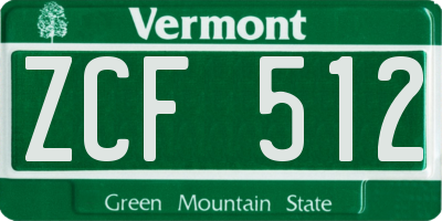 VT license plate ZCF512