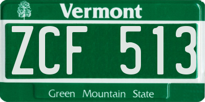 VT license plate ZCF513
