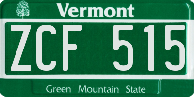 VT license plate ZCF515