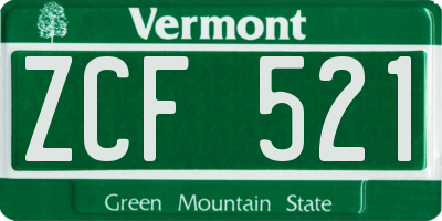VT license plate ZCF521