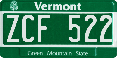 VT license plate ZCF522