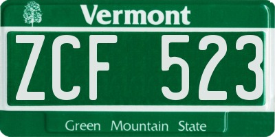VT license plate ZCF523