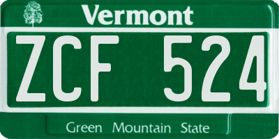 VT license plate ZCF524