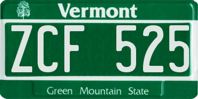 VT license plate ZCF525
