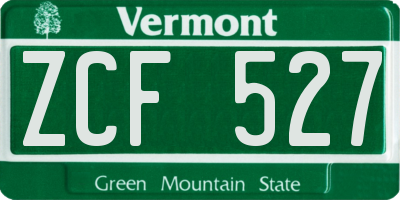 VT license plate ZCF527