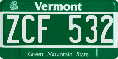 VT license plate ZCF532