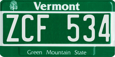 VT license plate ZCF534