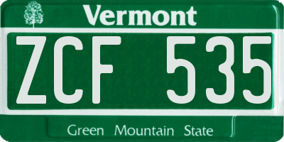 VT license plate ZCF535