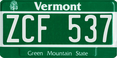 VT license plate ZCF537