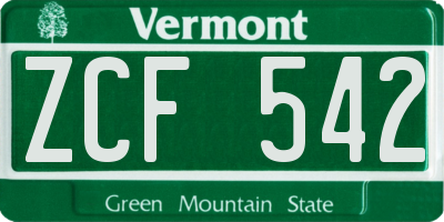 VT license plate ZCF542