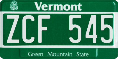 VT license plate ZCF545