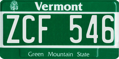 VT license plate ZCF546