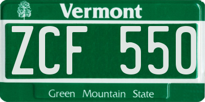 VT license plate ZCF550