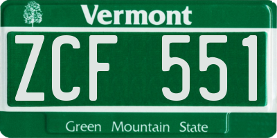 VT license plate ZCF551