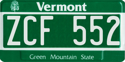 VT license plate ZCF552