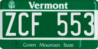 VT license plate ZCF553