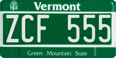 VT license plate ZCF555