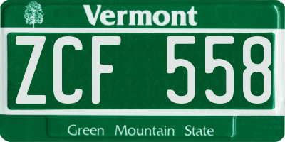 VT license plate ZCF558